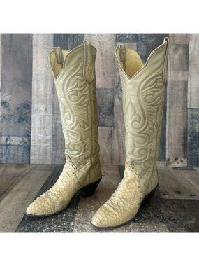 Hondo Vintage Snakeskin Triad Western Cowboy Boots Womens 5 B